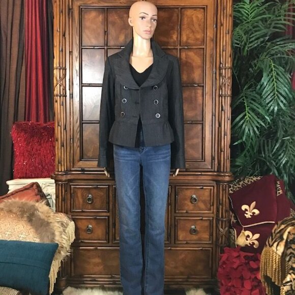 NWOT Nine West Indigo Cannes Tailored Variegated Peplum Double Breasted Jacket - Picture 5 of 16